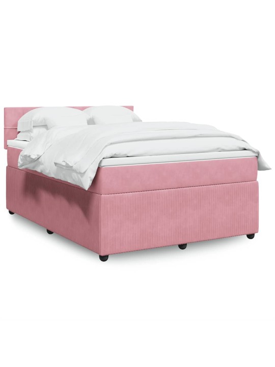 Box spring postel s matrací růžová 160x200 cm samet