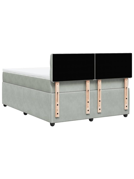 Box spring postel s matrací světle šedá 160x200 cm samet