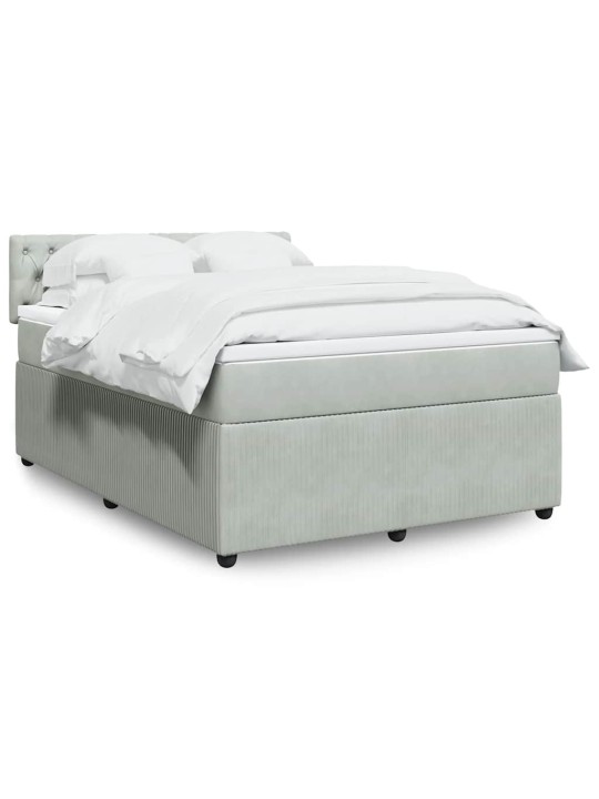 Box spring postel s matrací světle šedá 160x200 cm samet