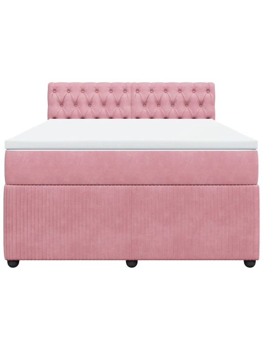 Box spring postel s matrací růžová 160x200 cm samet