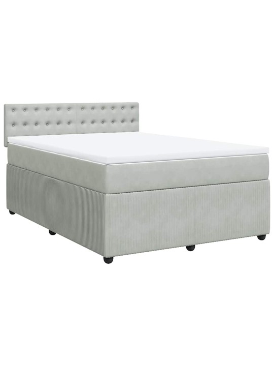 Box spring postel s matrací světle šedá 160x200 cm samet