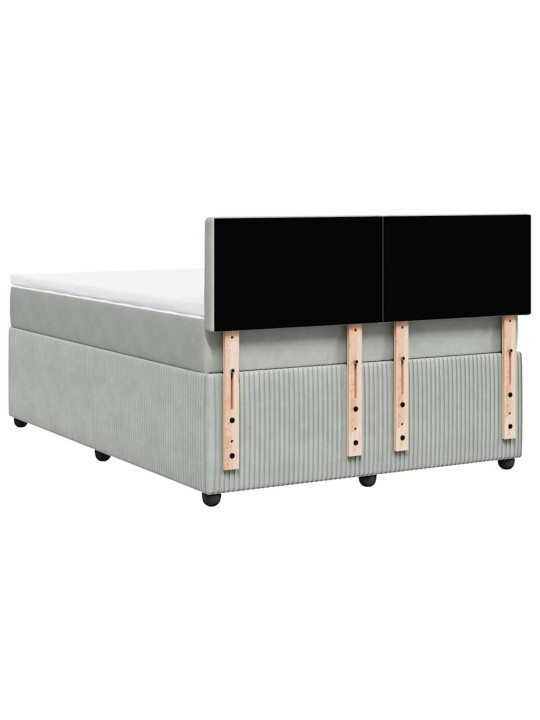 Box spring postel s matrací světle šedá 160x200 cm samet