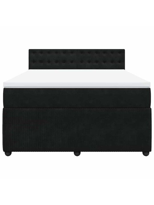 Box spring postel s matrací černá 160x200 cm samet
