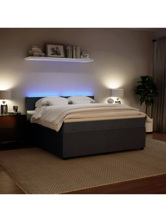 Box spring postel s matrací tmavě šedá 180x200 cm samet