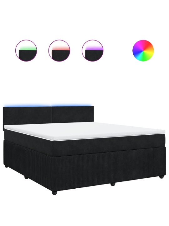 Box spring postel s matrací černá 180x200 cm samet