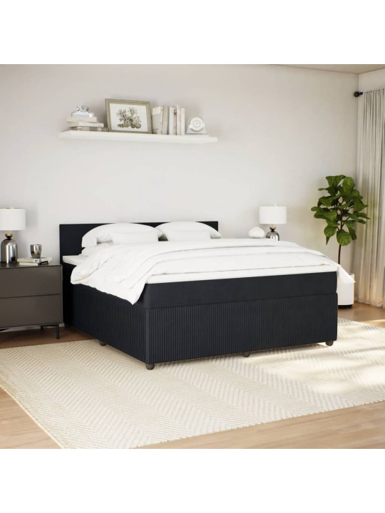 Box spring postel s matrací černá 180x200 cm samet