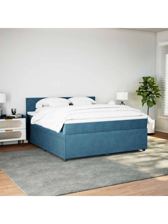 Box spring postel s matrací modrá 180 x 200 cm samet
