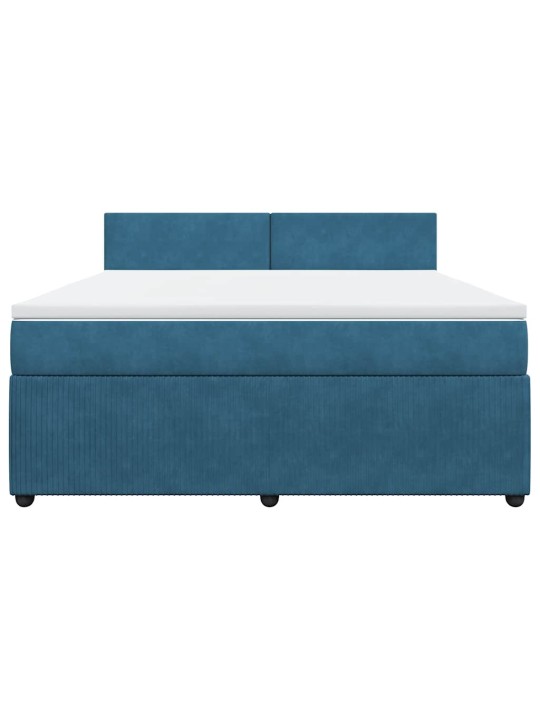 Box spring postel s matrací modrá 180 x 200 cm samet