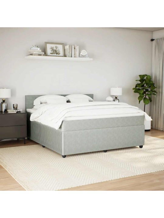 Box spring postel s matrací světle šedá 180x200 cm samet