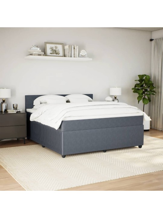 Box spring postel s matrací tmavě šedá 180x200 cm samet