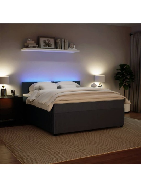 Box spring postel s matrací tmavě šedá 180x200 cm samet