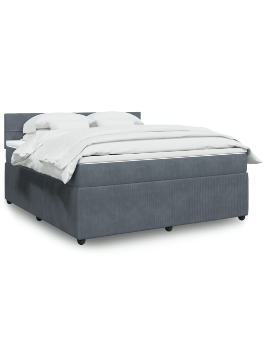 Box spring postel s matrací tmavě šedá 180x200 cm samet