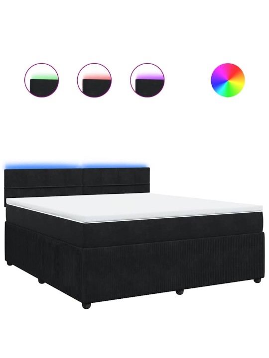 Box spring postel s matrací černá 180x200 cm samet