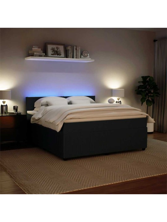 Box spring postel s matrací černá 180x200 cm samet