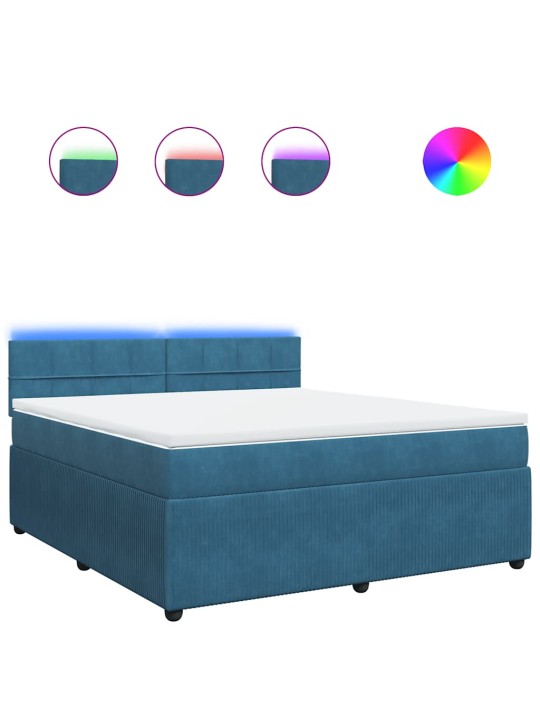 Box spring postel s matrací modrá 180 x 200 cm samet