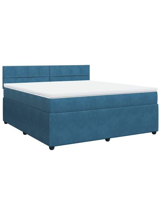 Box spring postel s matrací modrá 180 x 200 cm samet