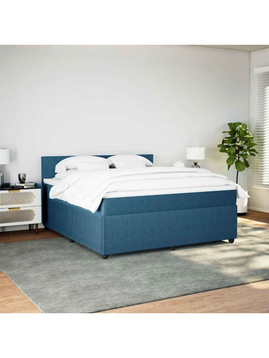 Box spring postel s matrací modrá 180 x 200 cm samet
