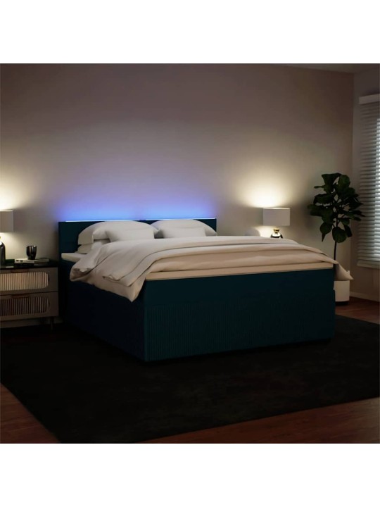 Box spring postel s matrací modrá 180 x 200 cm samet