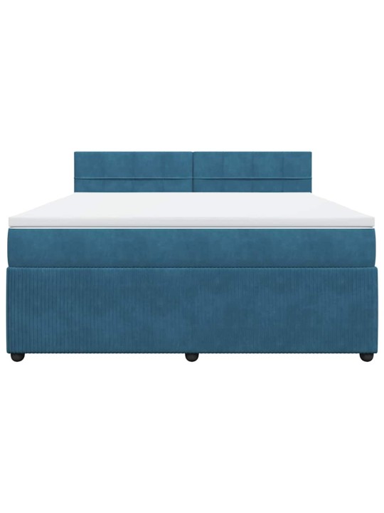 Box spring postel s matrací modrá 180 x 200 cm samet