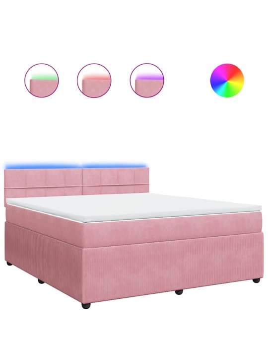 Box spring postel s matrací růžová 180x200 cm samet