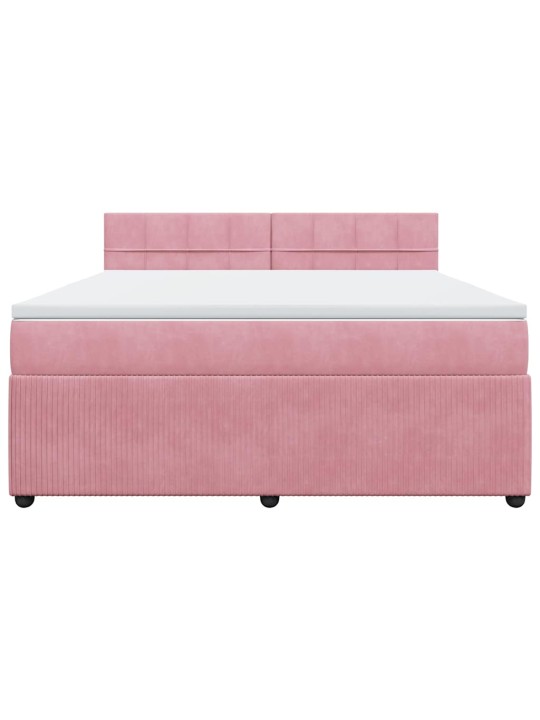 Box spring postel s matrací růžová 180x200 cm samet
