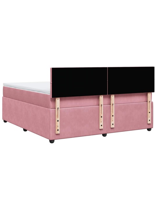 Box spring postel s matrací růžová 180x200 cm samet
