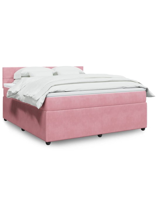 Box spring postel s matrací růžová 180x200 cm samet