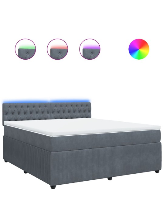 Box spring postel s matrací tmavě šedá 180x200 cm samet