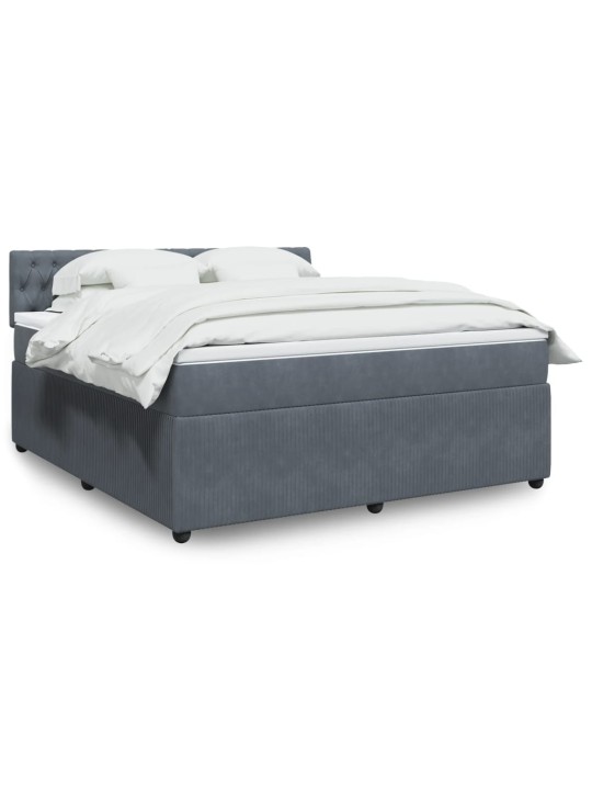 Box spring postel s matrací tmavě šedá 180x200 cm samet
