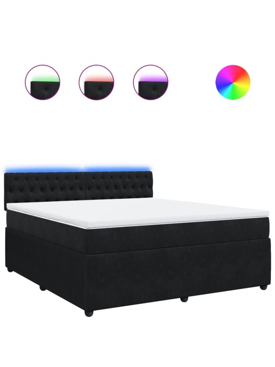 Box spring postel s matrací černá 180x200 cm samet