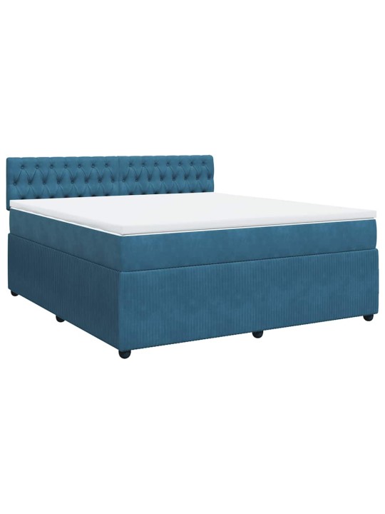 Box spring postel s matrací modrá 180 x 200 cm samet