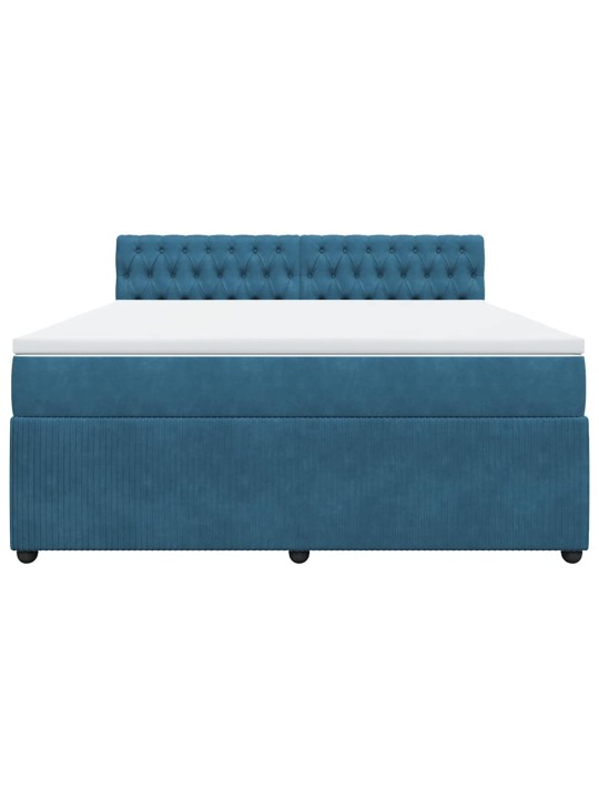 Box spring postel s matrací modrá 180 x 200 cm samet
