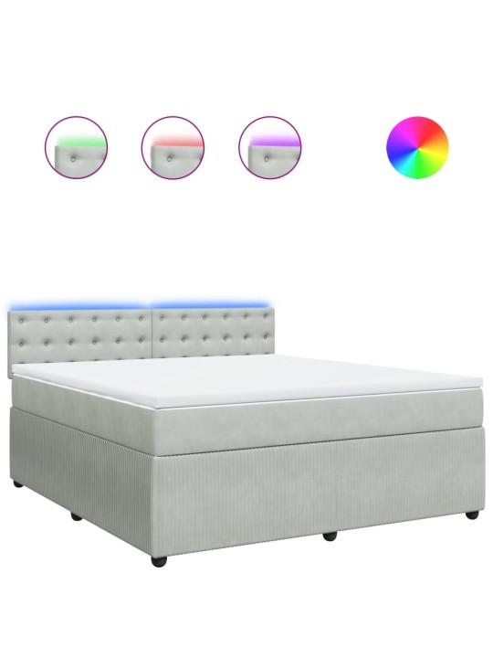 Box spring postel s matrací světle šedá 180x200 cm samet