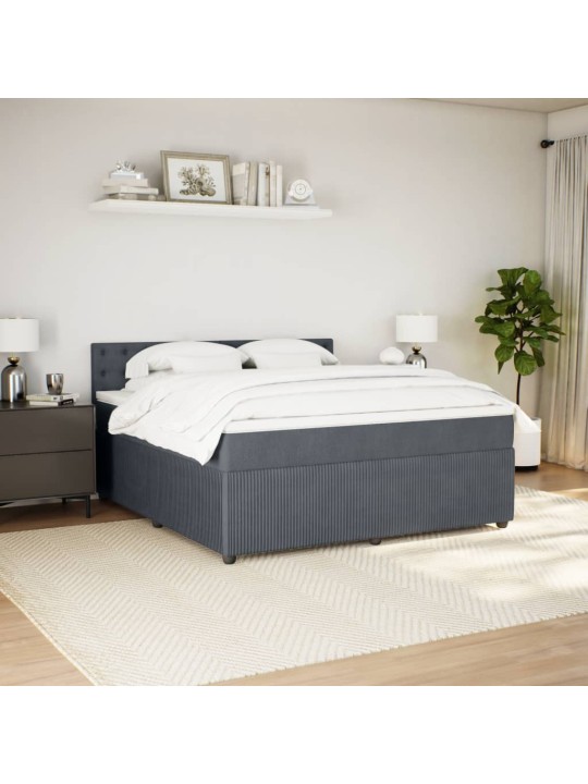 Box spring postel s matrací tmavě šedá 180x200 cm samet