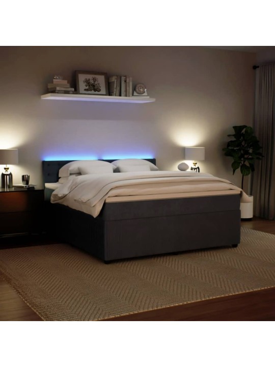 Box spring postel s matrací tmavě šedá 180x200 cm samet