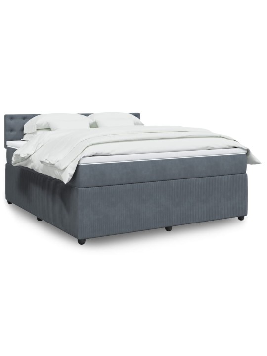 Box spring postel s matrací tmavě šedá 180x200 cm samet