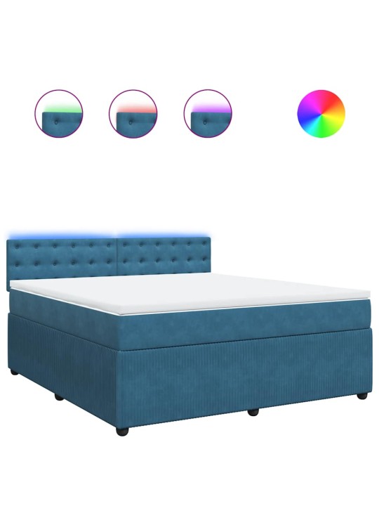 Box spring postel s matrací modrá 180 x 200 cm samet