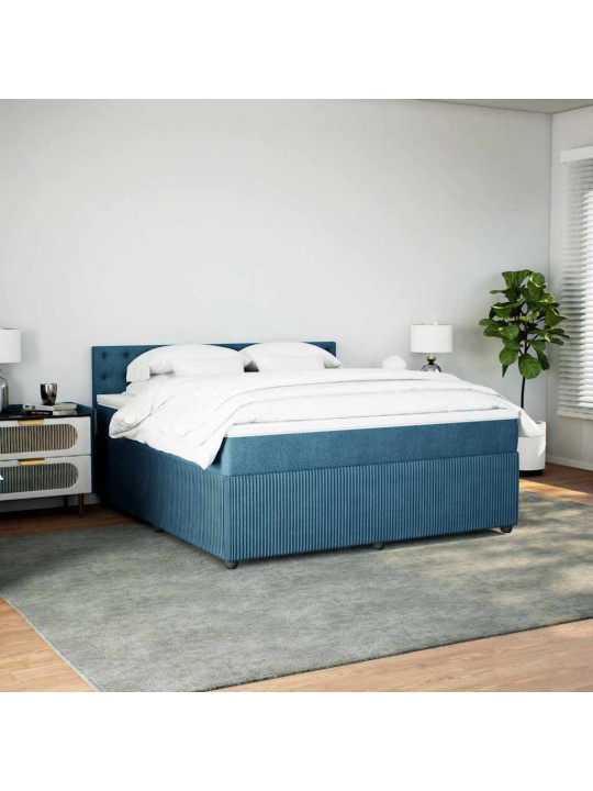 Box spring postel s matrací modrá 180 x 200 cm samet