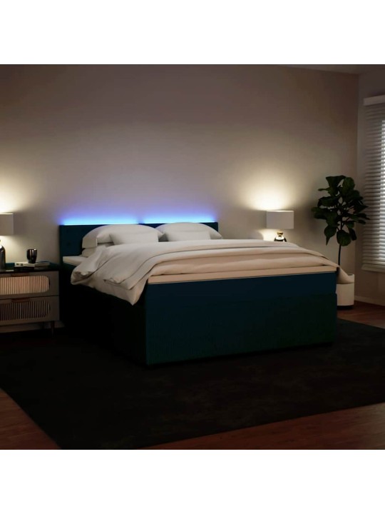 Box spring postel s matrací modrá 180 x 200 cm samet