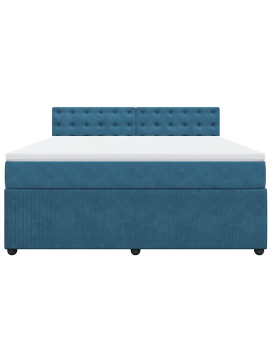 Box spring postel s matrací modrá 180 x 200 cm samet