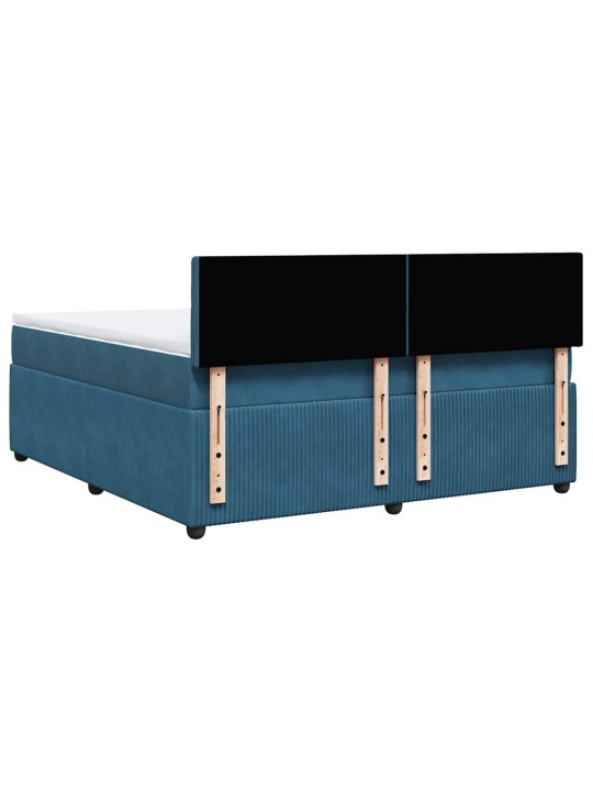 Box spring postel s matrací modrá 180 x 200 cm samet