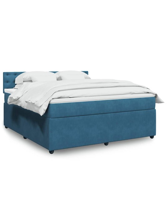 Box spring postel s matrací modrá 180 x 200 cm samet