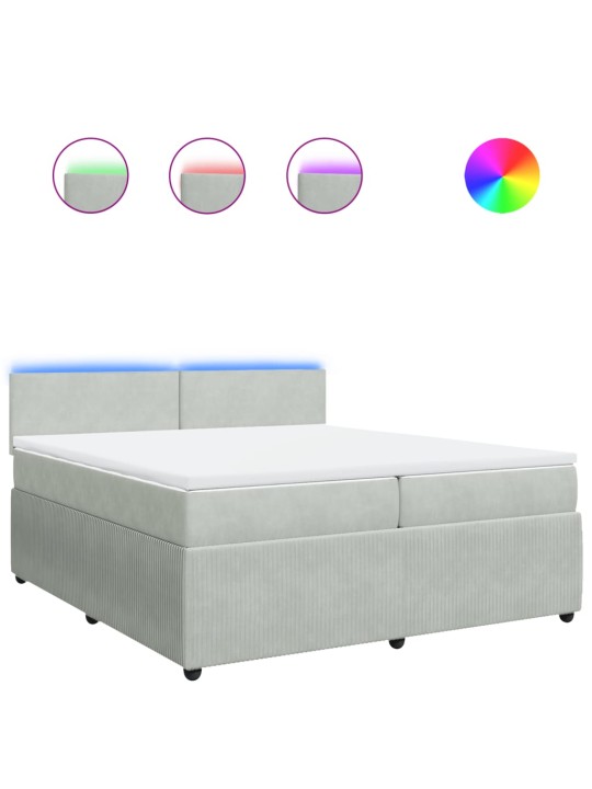 Box spring postel s matrací světle šedá 200x200 cm samet