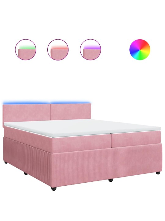 Box spring postel s matrací růžová 200x200 cm samet