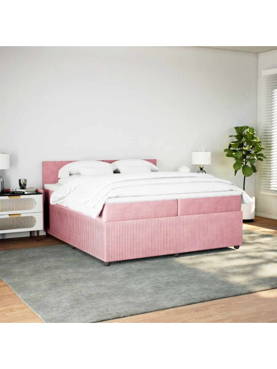 Box spring postel s matrací růžová 200x200 cm samet