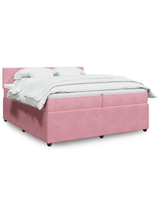 Box spring postel s matrací růžová 200x200 cm samet