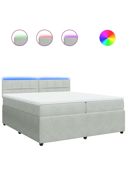 Box spring postel s matrací světle šedá 200x200 cm samet