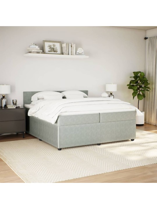 Box spring postel s matrací světle šedá 200x200 cm samet