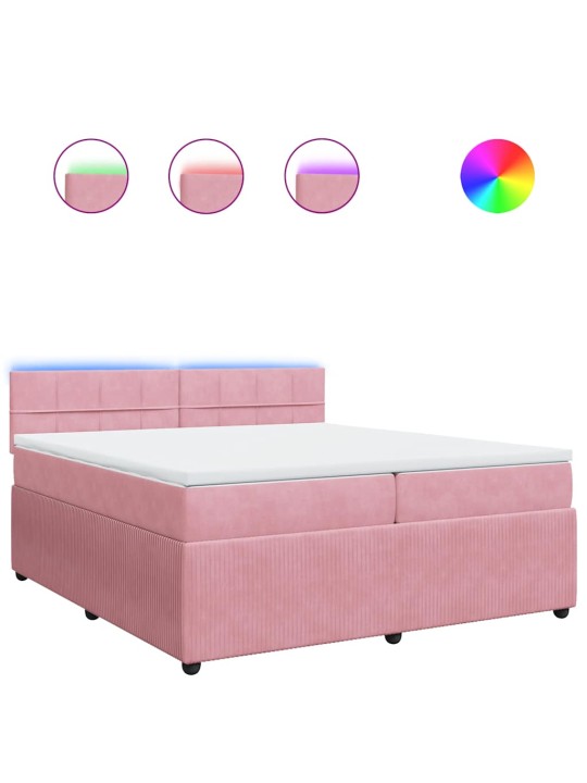 Box spring postel s matrací růžová 200x200 cm samet