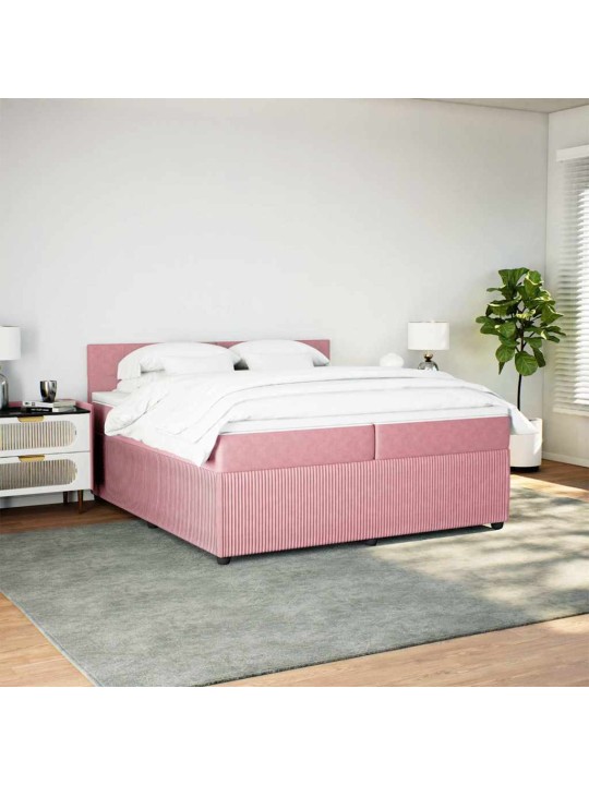 Box spring postel s matrací růžová 200x200 cm samet